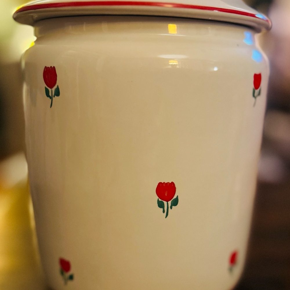 Vintage RB Bernard (Portugal) 1980’s Canister for Flour, Sugar- Red Tulip Design